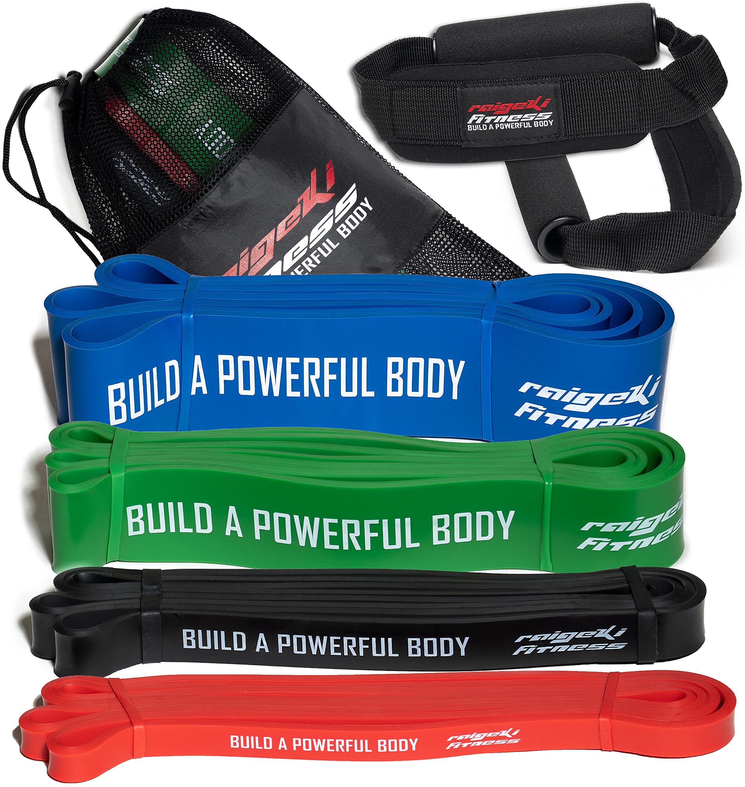 Raigeki Fitness Widerstandsbänder Gummibänder (+Trainingspläne) [Einzeln und Set] Lang Resistance Bands Fitnessbänder für Kraftsport - Fitnessband Terrabänder Gymnastikbänder