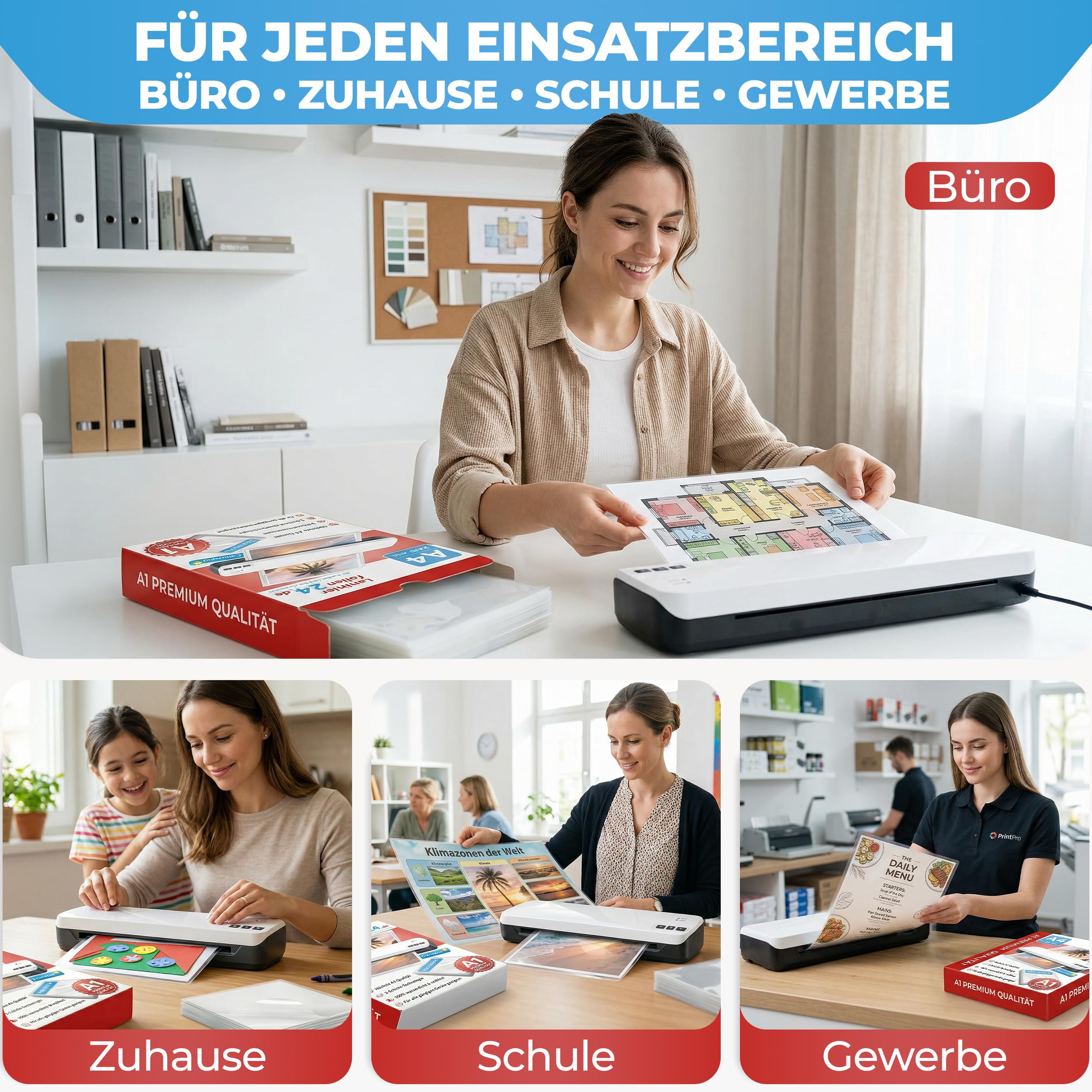 XLam Laminierfolien A4-2 x 125 Mic - matt - 100 Stück - PREMIUMQUALITÄT FÜR PERFEKTE LAMINIERERGEBNISSE