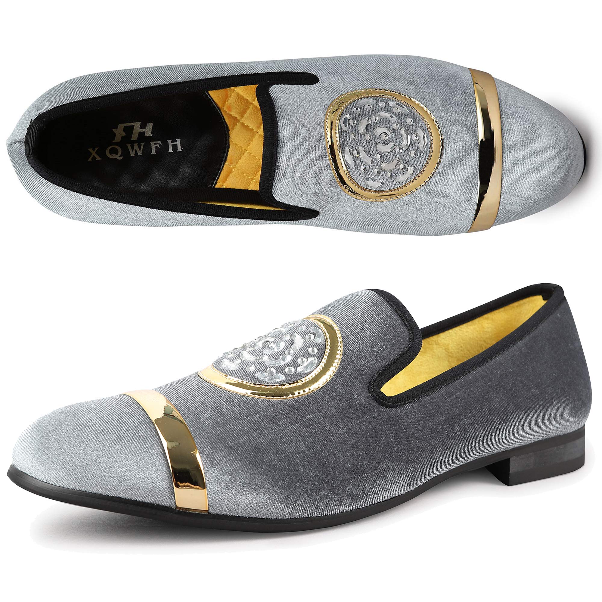Herren-Samt-Slipper mit goldfarbener Kette, Schlupfschuhe, rauchende Hausschuhe, Penny-Schuhe für Herren