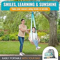 Vista 5 de Columpio sensorial de interior para niños o exterior – Soporta 300 libras, doble capa y giro de 360°, columpio hamaca de terapia de compresión