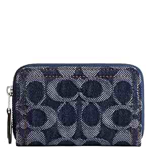 バッグ Coach Signature Accessory Pouch Blue COACH Signature Accessory Pouch Light Blue Leather Used