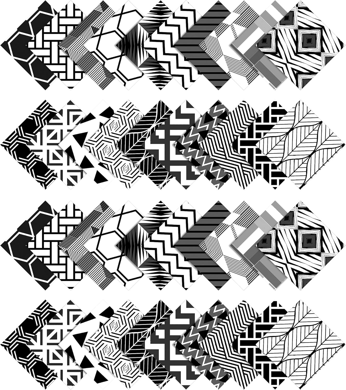 Soimoi Geometric Print Precut 10-inch Cotton Fabric Quilting Squares Charm Pack DIY Patchwork Sewing Craft-White & Black