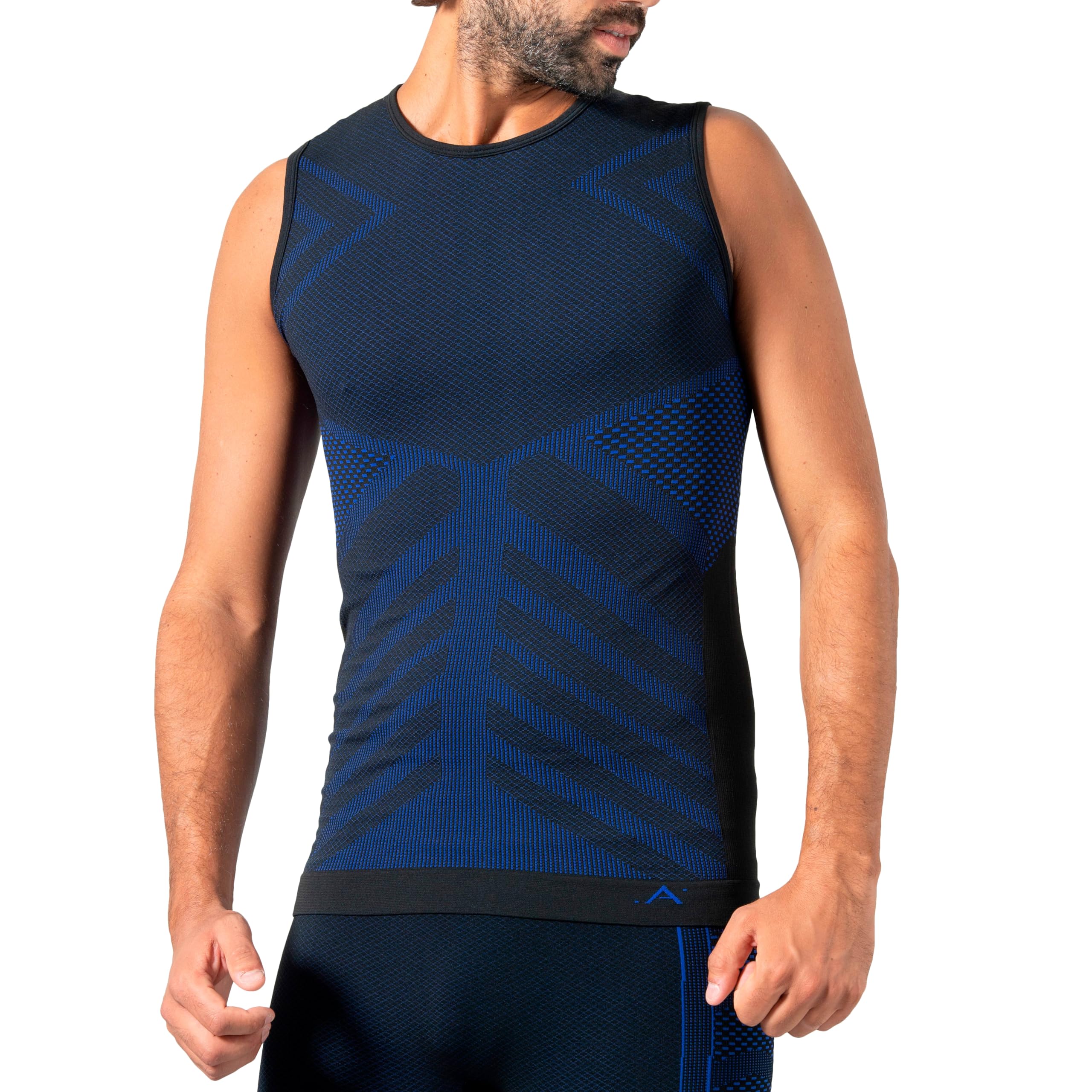 Risalti Thermal Top for Men Sleeveless Energy - Mens Thermal Top Breathable Microfibre, Men's Thermal Tops Technical, Thermal Underwear Mens Seamless, Thermal Base Layer - Made in Italy