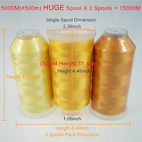 Miniatura 2 de New Brothreads - 40 opciones - Varios paquetes de colores surtidos de hilo de poliéster para máquina de bordar, carrete grande de 5000 m para todas