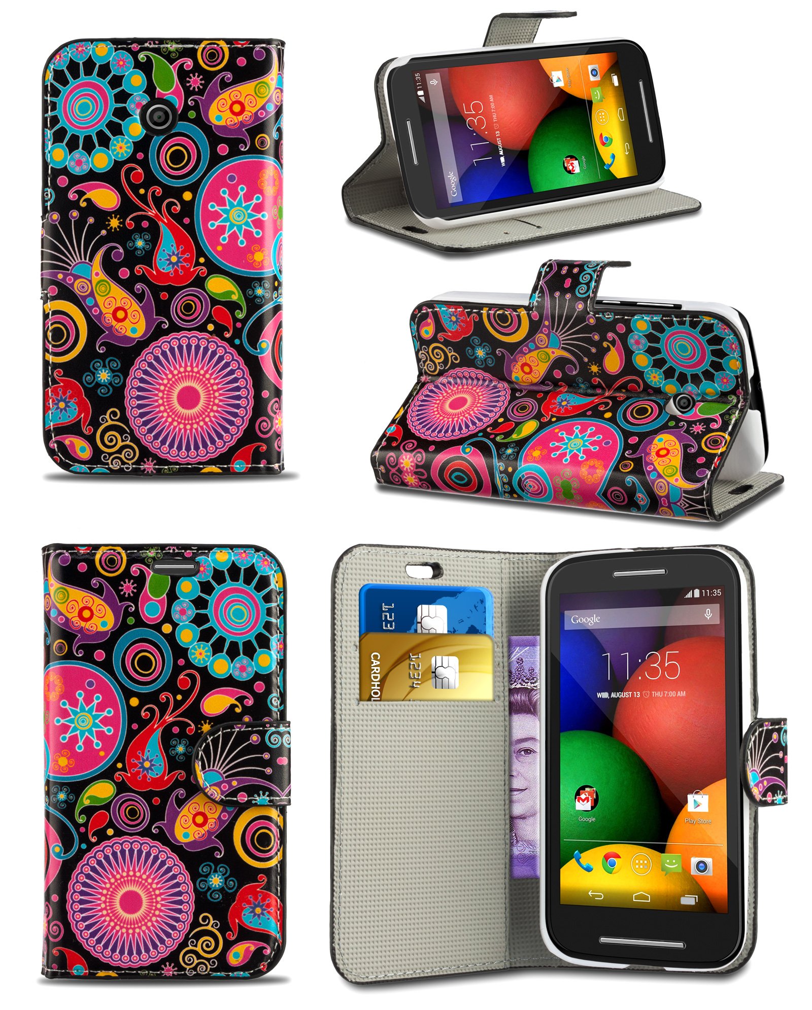 London Gadget Store Case for Samsung Galaxy A5 (2017) SM-A520 Duos - Vibrant Attractive Printed Wallet Case Cover Creative Fresh Pattern Design with Integrated Stand - Jellyfish