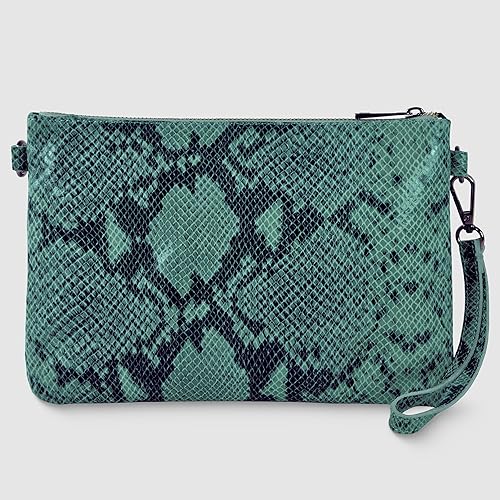 Miniatura 3 de Bolso bandolera italiano de gamuza auténtica para mujer con estampado de pitón y correa desmontable Bolso de hombro pequeño