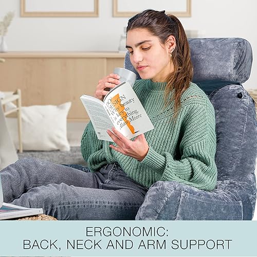 Miniatura 7 de malu Almohada de lectura extra grande  Almohada ergonómica  Almohada de espalda para cama + alfombrilla enrollable para soporte de cuello  con