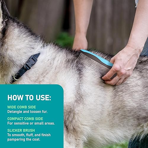 Vista 112 de Maxpower Planet - Cepillo de aseo para mascotas, herramienta de doble cara, rastrillo para perros y gatos, extraancho, peine para desenredar pelo