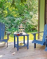 Vista 2 de Tikea Adirondack - Mesa auxiliar para exteriores, mesa auxiliar de 16.7 pulgadas para patio, piscina, porche, muebles de patio al aire libre Azul