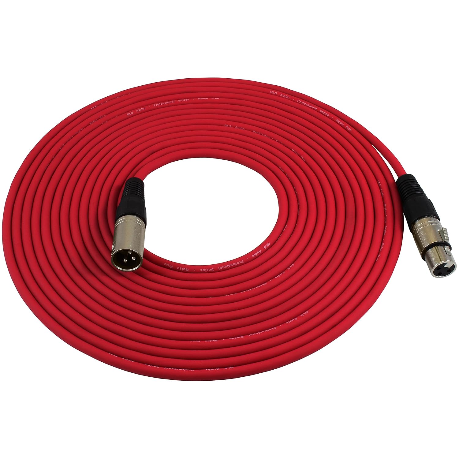 GLS Audio 25ft Mic Cable Patch Cords - XLR Male to XLR Female Red Microphone Cables - 25' Balanced Mike Snake Cord - RED