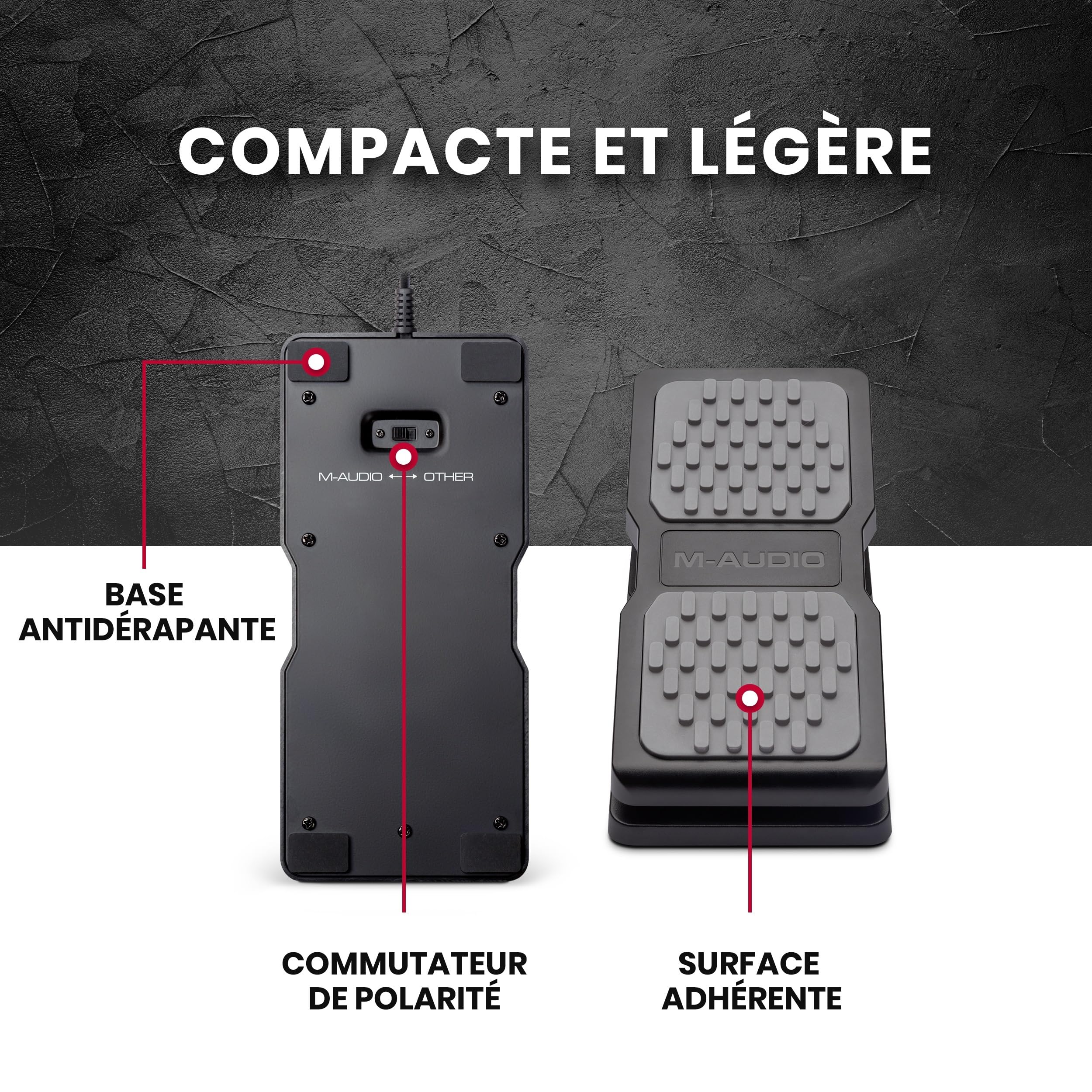 M-AUDIO EX-P - Pédale d’Expression Universelle pour Claviers, Claviers/Contrôleurs MIDI et Pédales d’Effets de Guitare Compatibles avec Commutateur de Polarité Intégré