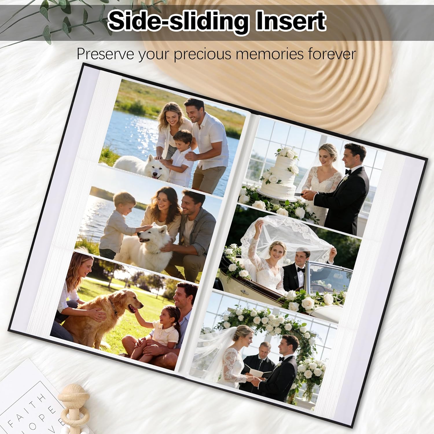 Aevdor 4x6 Photo Album, Holds 300 Photos, Linen Cover with Window, Black
