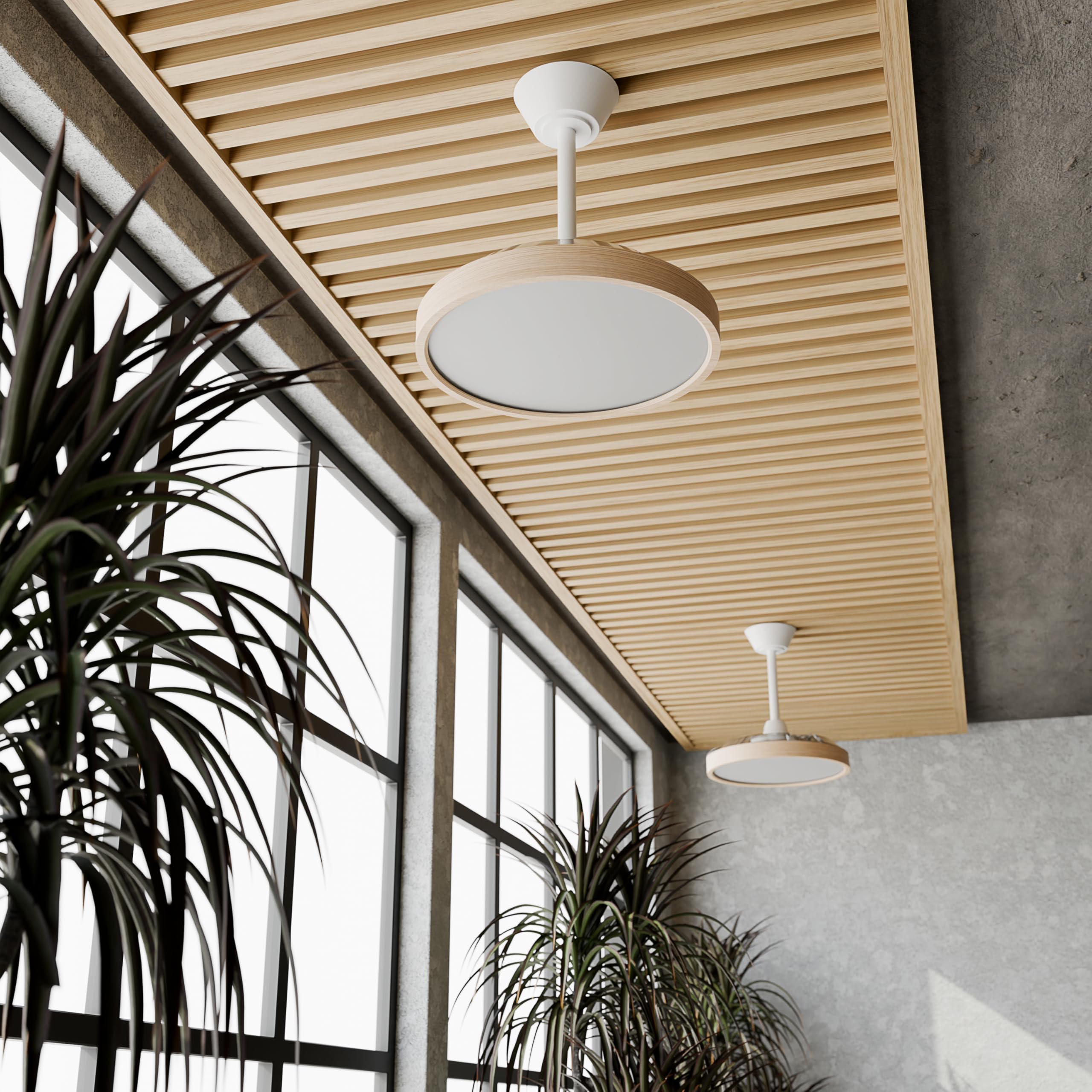 Sulion - Ventilador de Techo con Palas Retráctiles y con Luz LED Regulable BOMBAY ESTILO | Motor DC Silencioso, 6 Velocidades, Mando a Distancia, Función Verano/Invierno, Color Madera