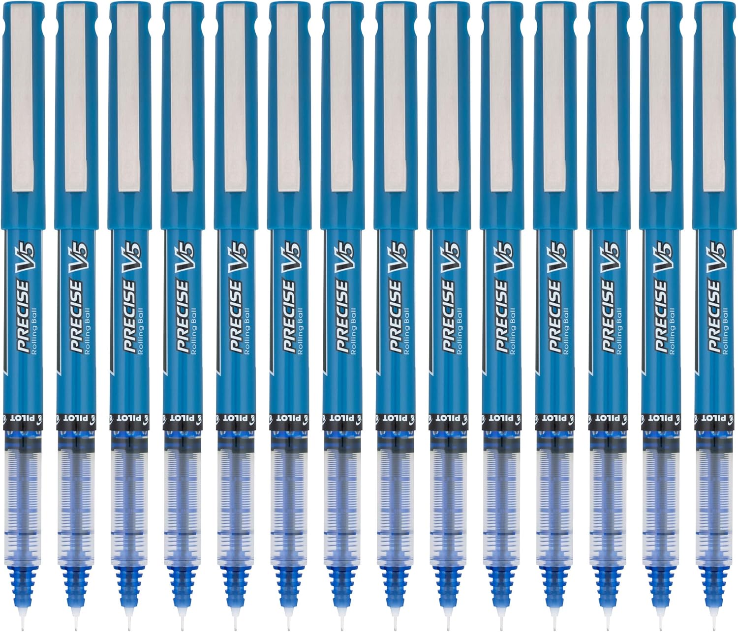 PILOT Precise V5 Stick Liquid Ink Rolling Ball Stick Pens, Extra Fine Point (0.5mm) Blue, 14-Pack (15406)
