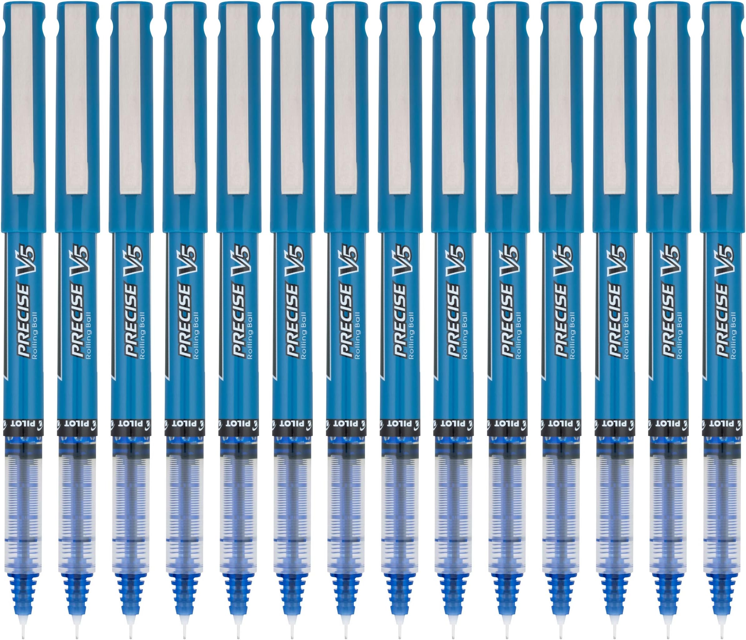 Precise V5 Stick Liquid Ink Rolling Ball Stick Pens, Extra Fine Point (0.5mm) Blue, 14-Pack (15406)