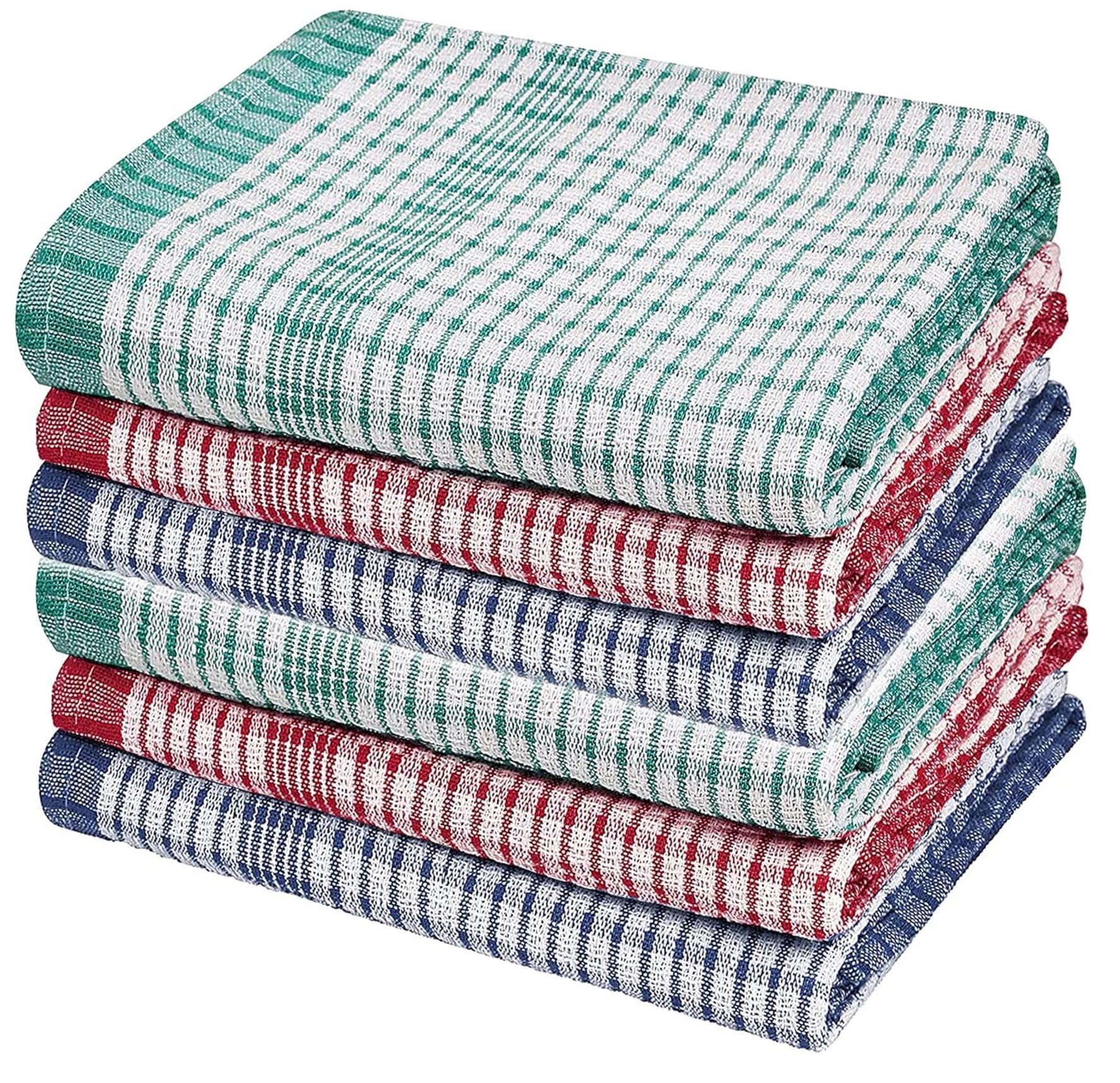 Homesmith Mix Colour 100% Cotton Tea Towels – Pack Of 6 Absorbent Kitchen Towels, Fast-Drying & Lint-Free Dishcloth Set