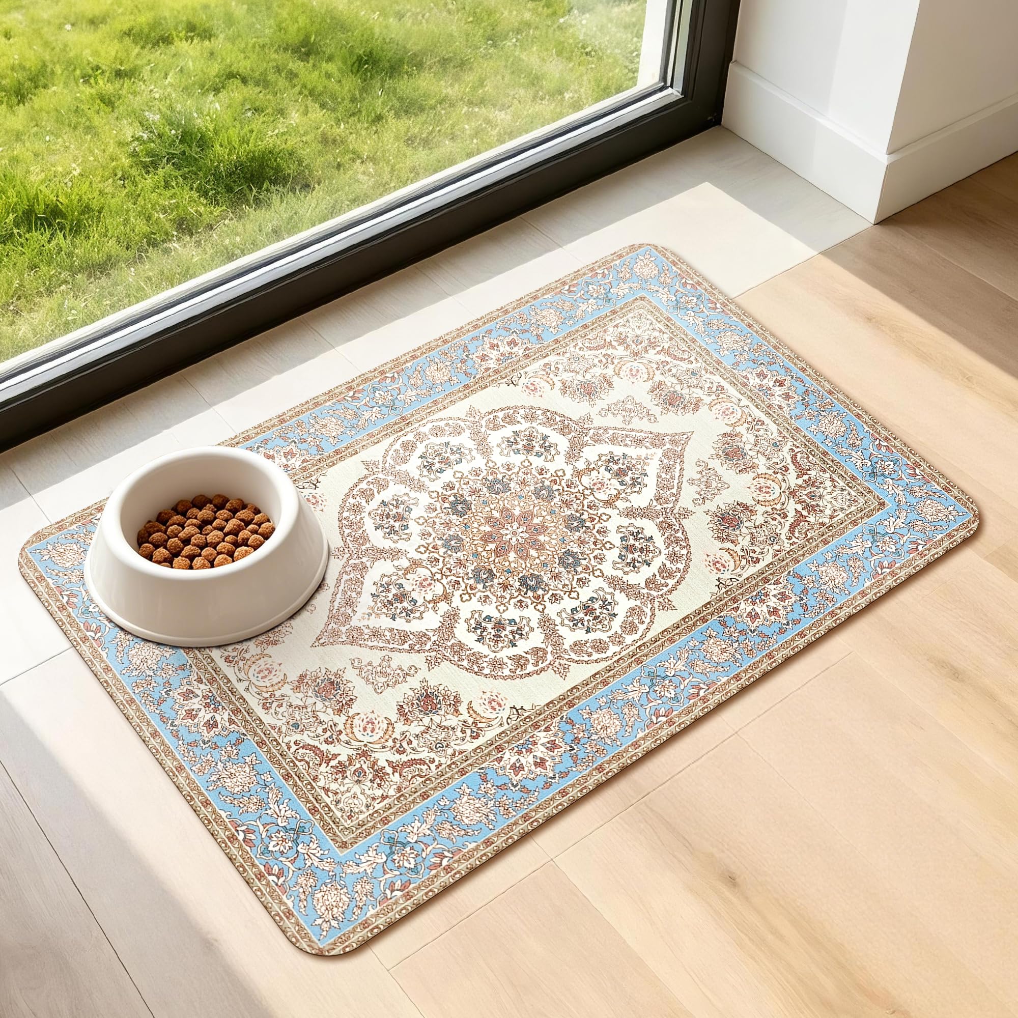 Dog Feeding Mats for Floors Absorbent Cat Food Bowl Mat Non Slip 40x60cm