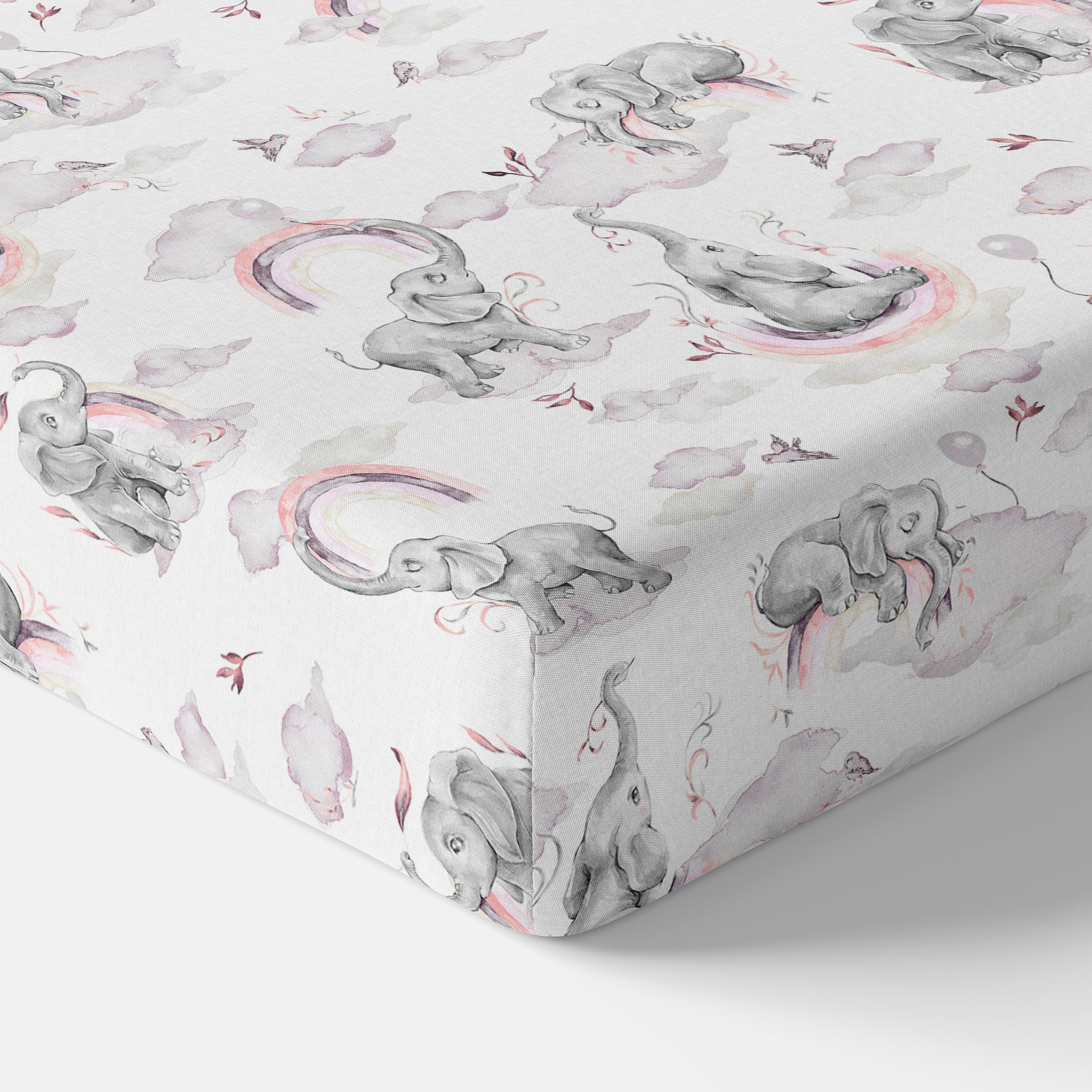 Baby Comfort Pink Elephants Nursery 100% Cotton Fitted Sheet Fits 140X70 Cm Cot Bed Mattress (Pink Elephants)