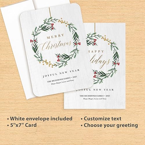 Miniatura 3 de Let's Make Memories Tarjeta fotográfica personalizada de corona rústica de 5 x 7 pulgadas, calidad premium (tarjetas de Navidad y sobres blancos),