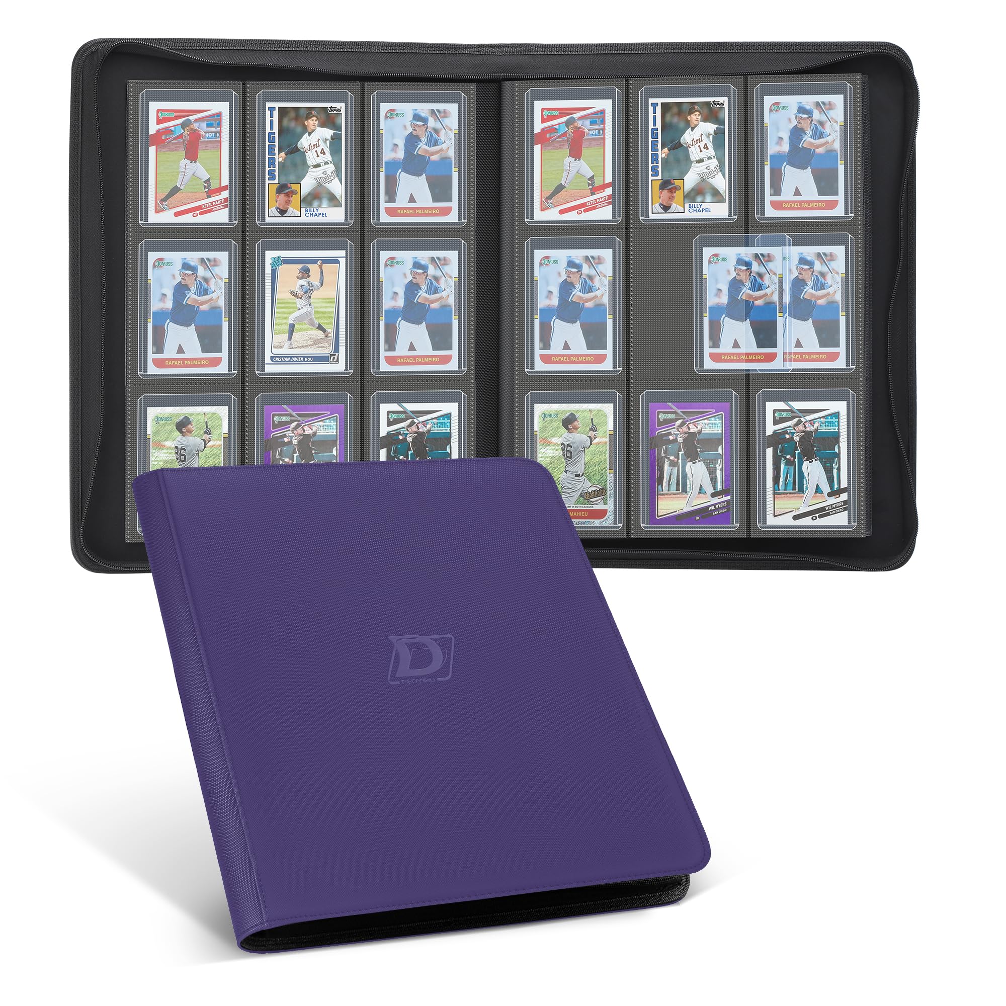 Toploader - Raccoglitore per 288 carte, 9 carte su entrambi i lati, design laterale per caricamento dall'alto rigido da 7,6 x 10,2 cm, album da collezione con pelle PU