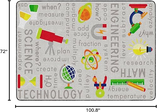 Miniatura 26 de Flagship Carpets STEM - Alfombra educativa de ciencia para aula infantil o habitación de los niños, alfombra de sala de juegos o tapete