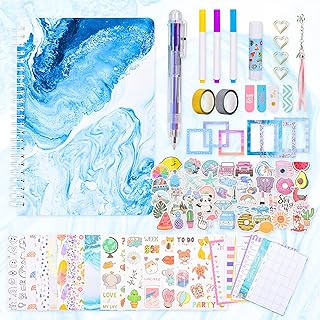 DIY Journal Set for Girls Gifts Ages 8 9 10 11 12 13 Years Old and Up, Birthday Gifts for Tween Age Girls, Art & Crafts Stuff for Tween & Teenage Kids, Girls, Scrapbook & Diary (Blue)