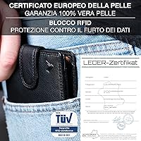 Hudson & James Portafoglio Sottile In Vera Pelle Con Cerniera – Abbronzatura Invecchiata (Taglia M)