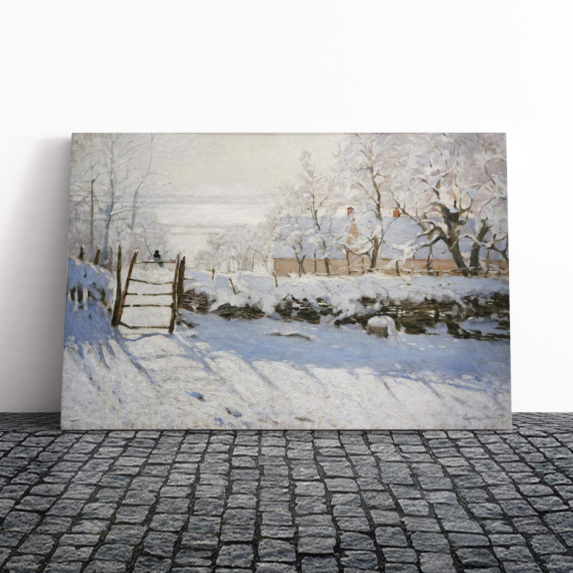 Claude Monet The Magpie Canvas Print | Gallery Wrapped 30mm Frame Wall Art | 20x14 inches | Ready to Hang | Modern Picture | Living Room Bedroom Lounge Office