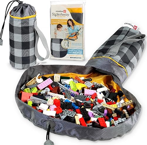 Miniatura 9 de Creative QT Mini bolsa de almacenamiento de juguetes SlideAway y tapete de juego, estampado de dinosaurio pequeño, organizador de juguetes de viaje