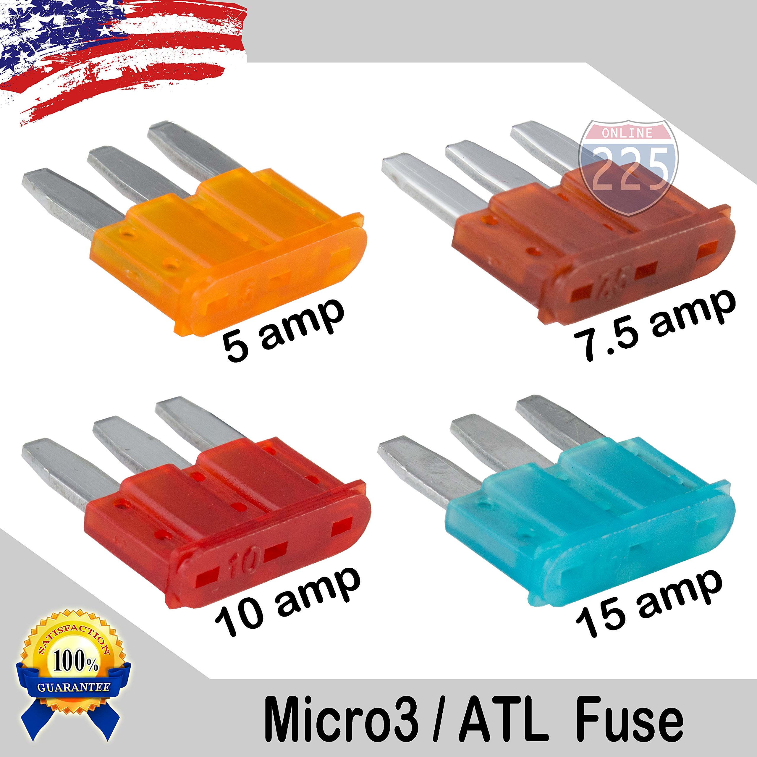 MARS ATC-3 Blade Fuses (5-Pack) - 32V Fast-Acting Plastic Tab Fuses For Automotive Use
