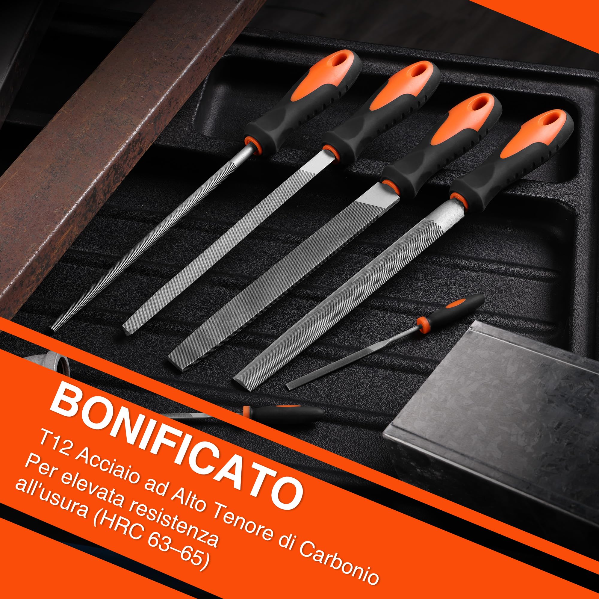 ValueMax Set di Lime Professionali da 17 Pezzi con Custodia, 4 Lime Grandi da 200 mm,12 Lime Piccolo ad Ago da 100 mm, Spazzola di Pulizia, Lavorazione per Metallo, Legno