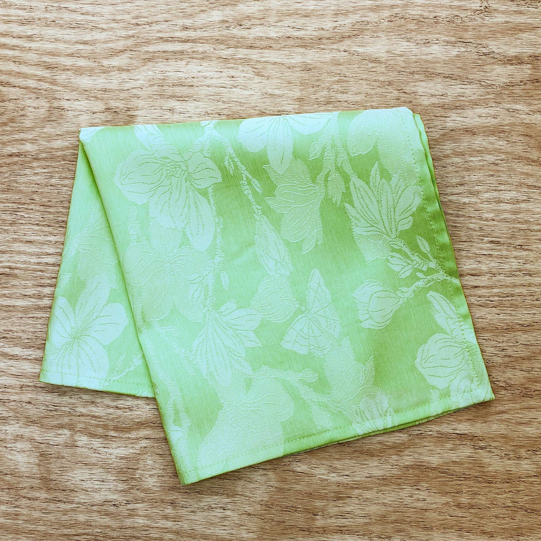 CAIT CHAPMAN HOME COLLECTION Spring Summer Botanic Garden Themed Jacquard Woven Napkin (Napkin Set of 4, Mint)