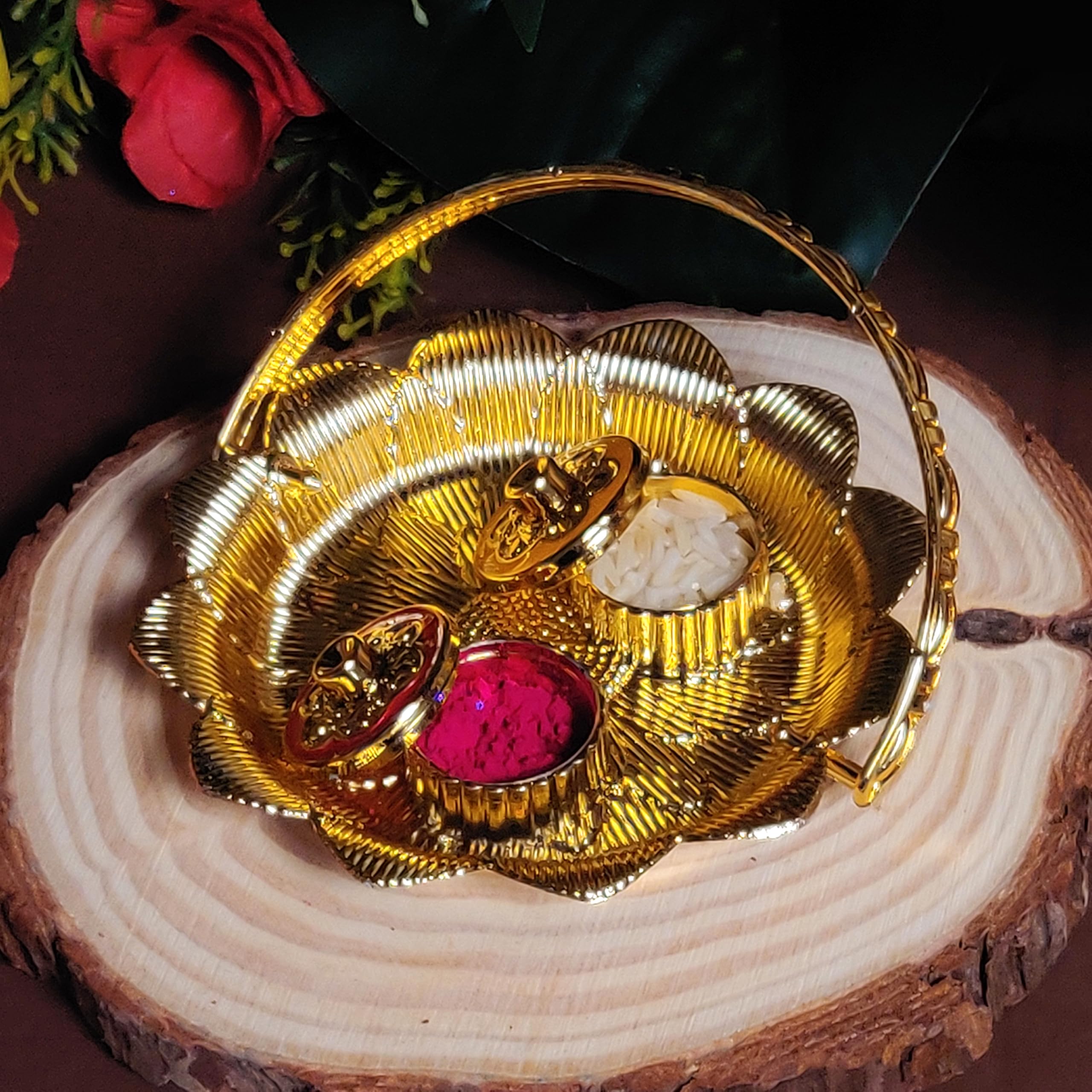 OAFISH Handicraft Storeroom Presents Decorative Haldi Kumkum Holder (Meenakari Design) for Festival Seasons