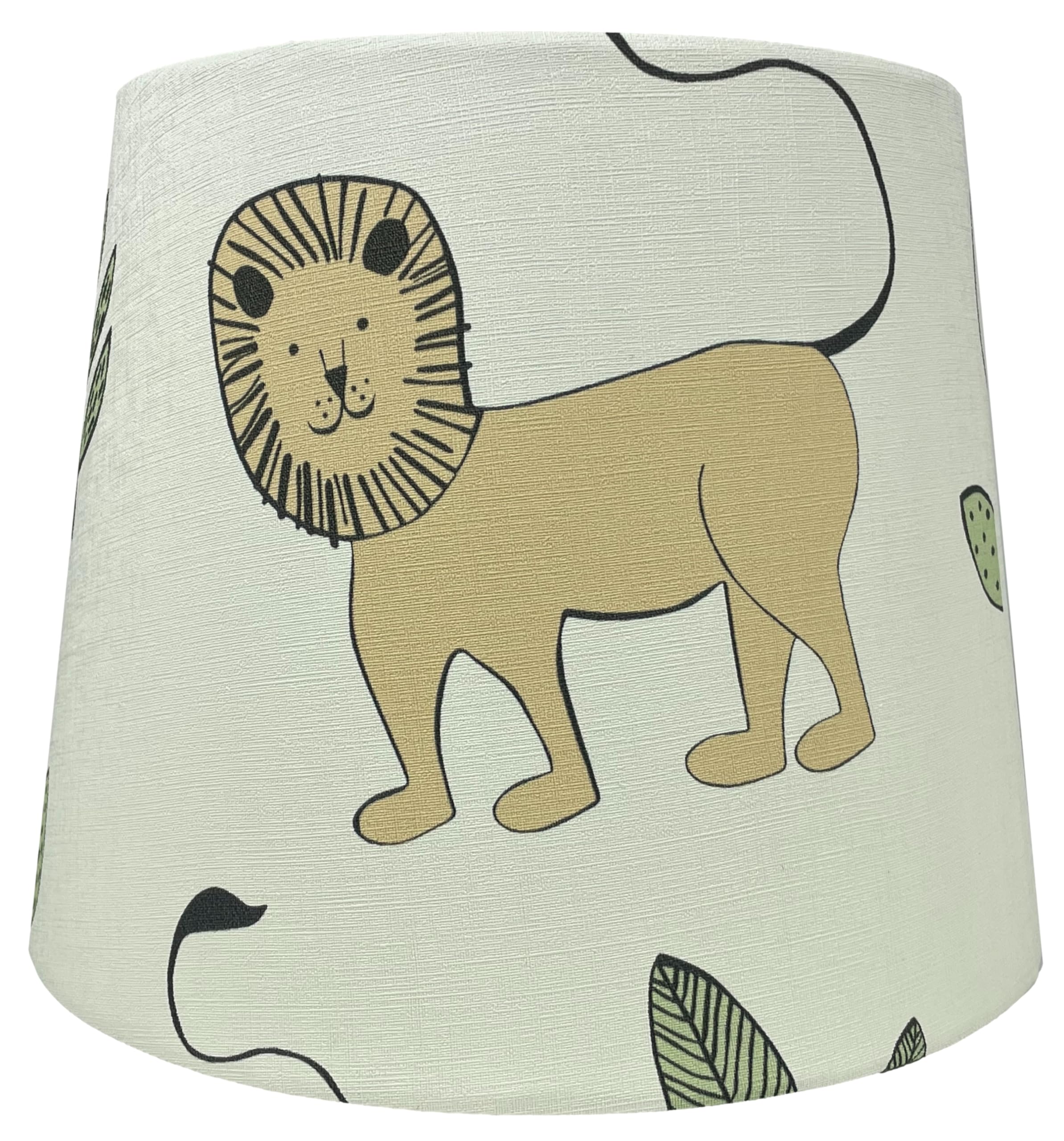 Lampshade Kings Boys Cream Safari Animals Lampshade For Kids - Lion & Leaf Ceiling Or Table Light Shade - Girls Jungle Nursery Bedroom Decor Accessories