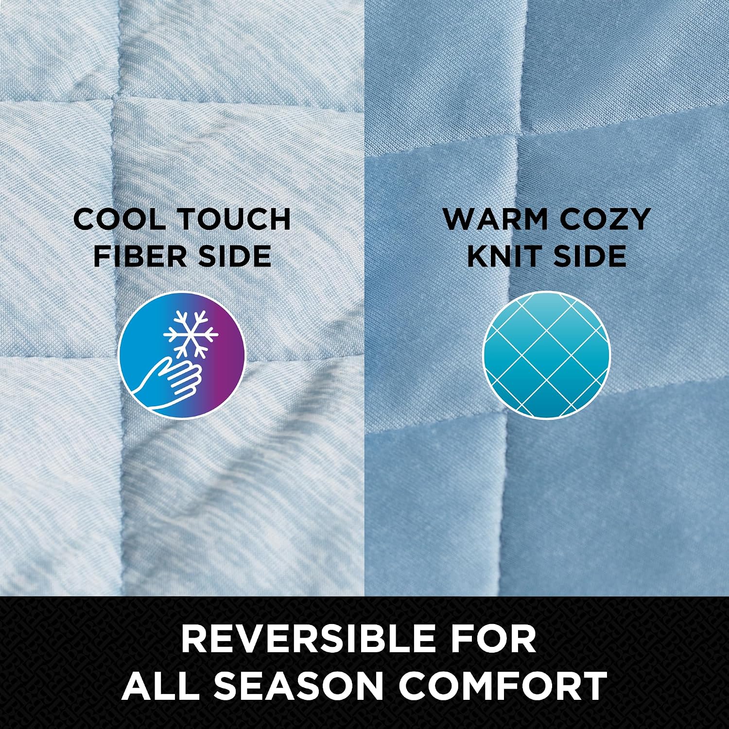 Brookstone Cooling Blanket Queen Size – Cooling Down Alternative Blanket for Hot Sleepers, Reversible Cool Touch Fiber, Quilted, Lightweight, Blue