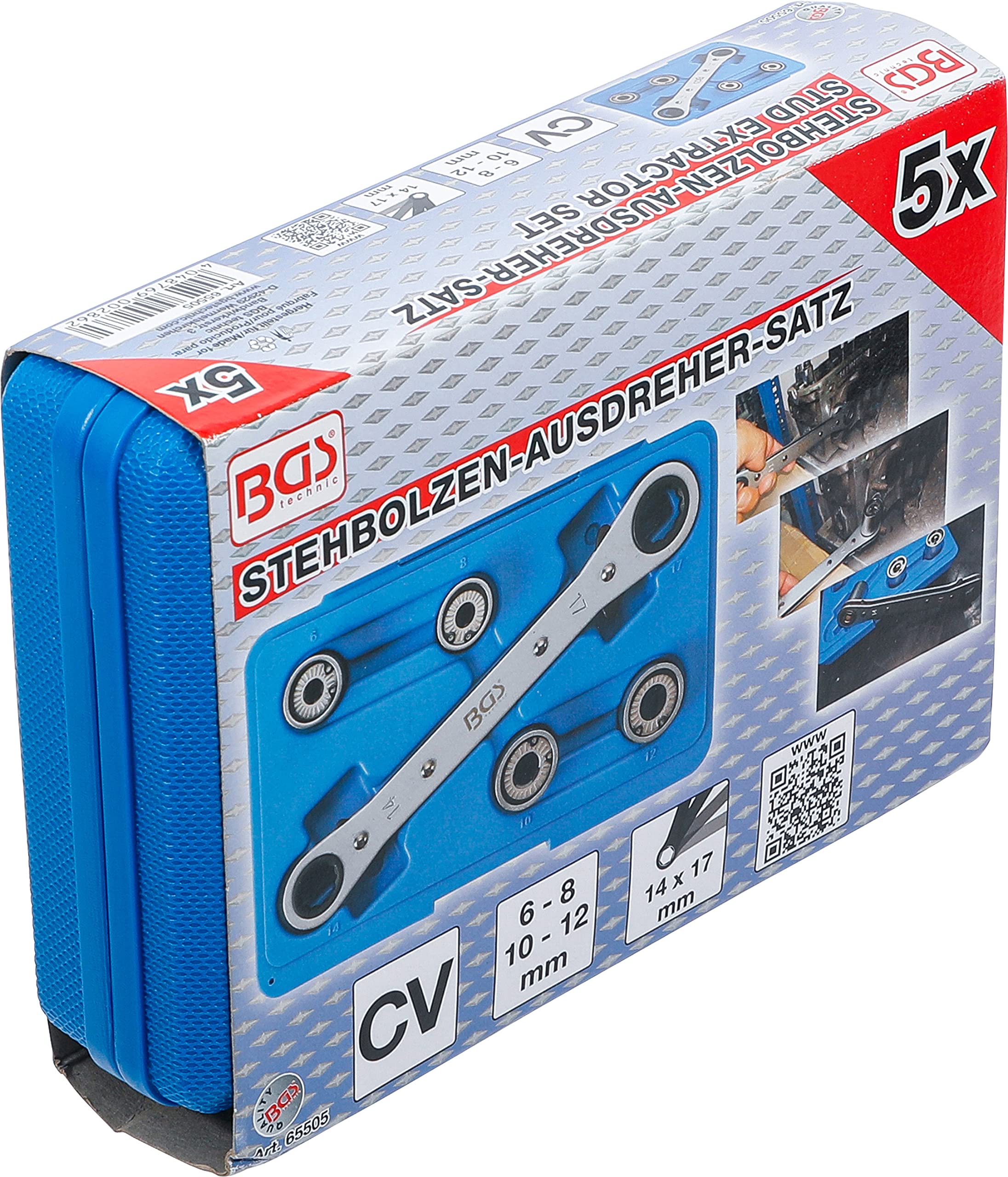 BGS 65505 | Serie di estrattore per perni distanziatori | 6 - 12 mm | 5 pz.