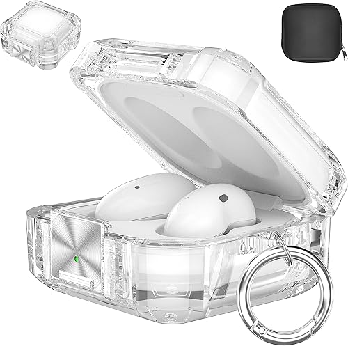 Valkit Funda compatible con Galaxy Buds 2 ProGalaxy Buds 2 transparente con bloqueo, cuerpo completo Galaxy Buds ProBuds Live Funda protectora