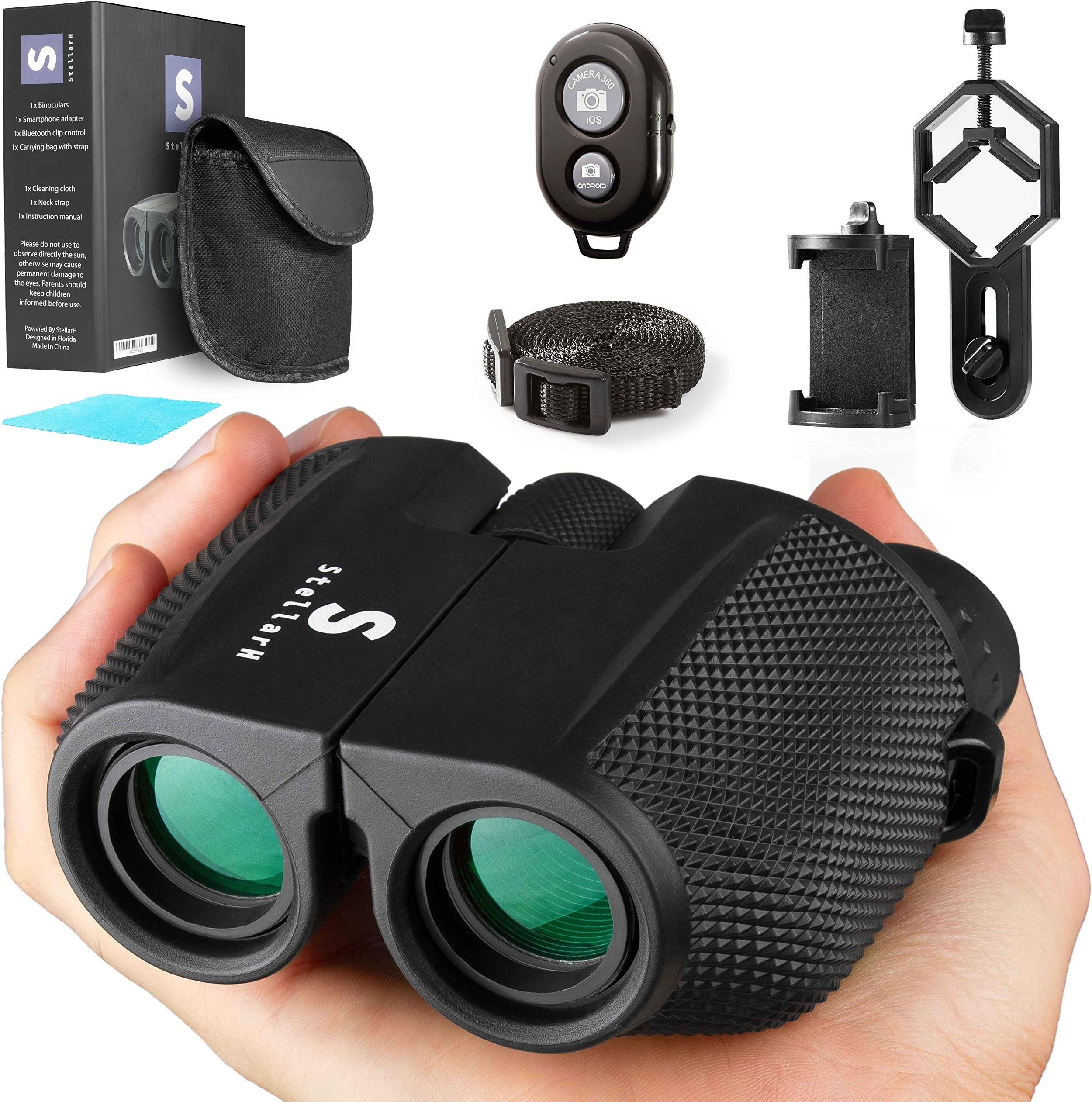 Compact Lightweight Binoculars with Camera Kit12x25 Small Binoculars Take Pics & Videos, Concert Binocular, Travel, Cruise Ship, Bird Watching Great for Travel Adults,Kids