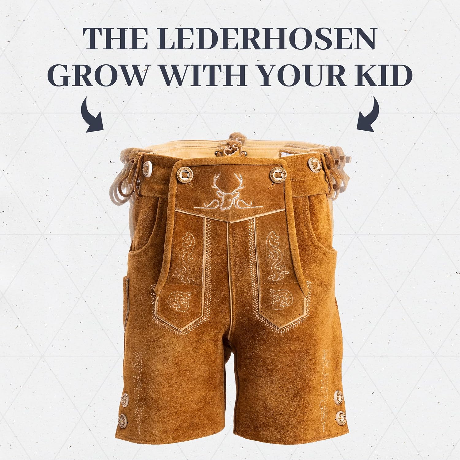 BAVARIA TRACHTEN Child Lederhosen - Authentic Genuine Leather Lederhosen for Kids Age 3-14 (Boys & Girls) - Oktoberfest