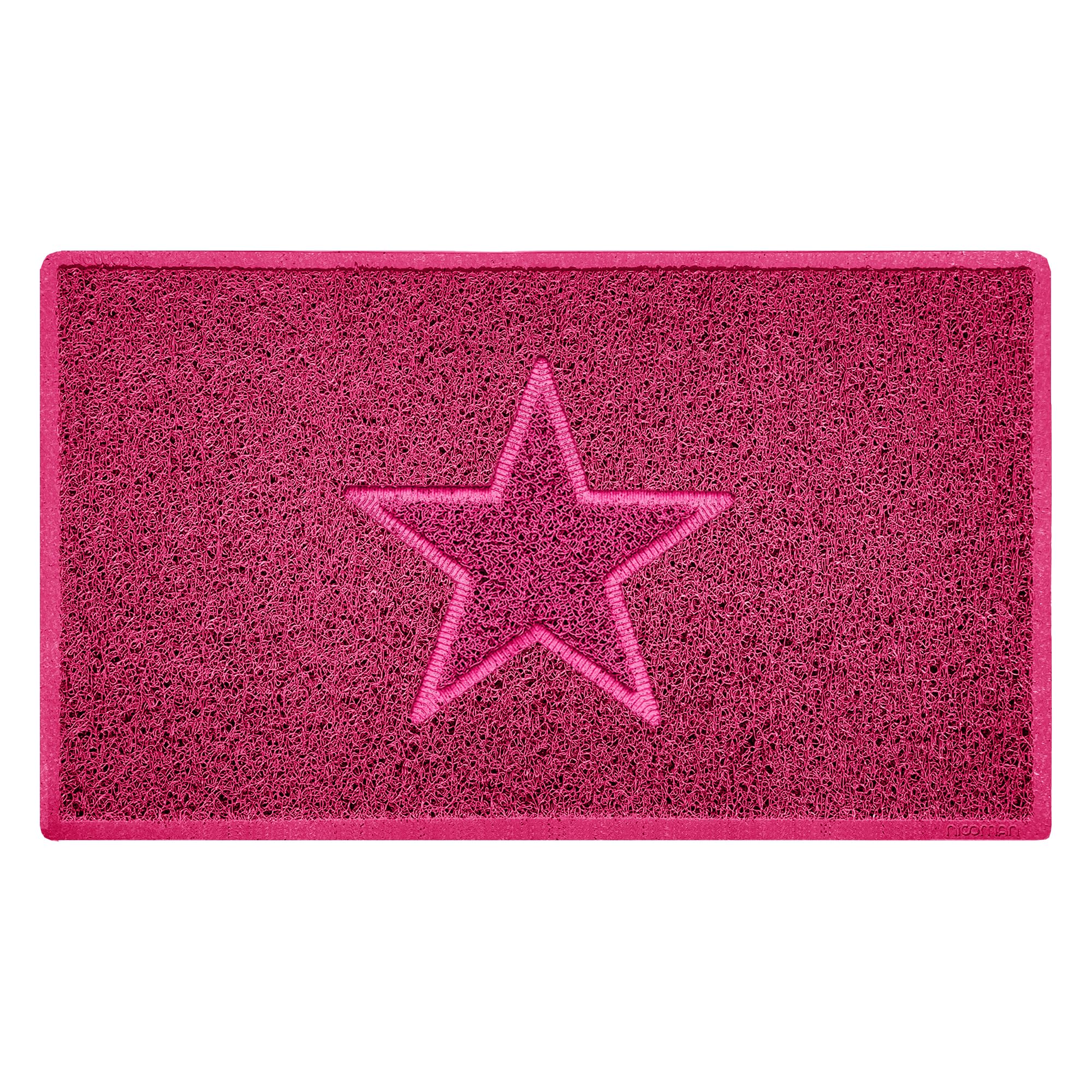 Nicoman Pink Star Shape Embossed Entrance Door Mat Non Slip Dirt Trapper Pvc Spaghetti Mat With Rubber Base, Jet Washable Quick Drying Doormat Indoor Or Outdoor - (Medium, 75 X 44Cm)