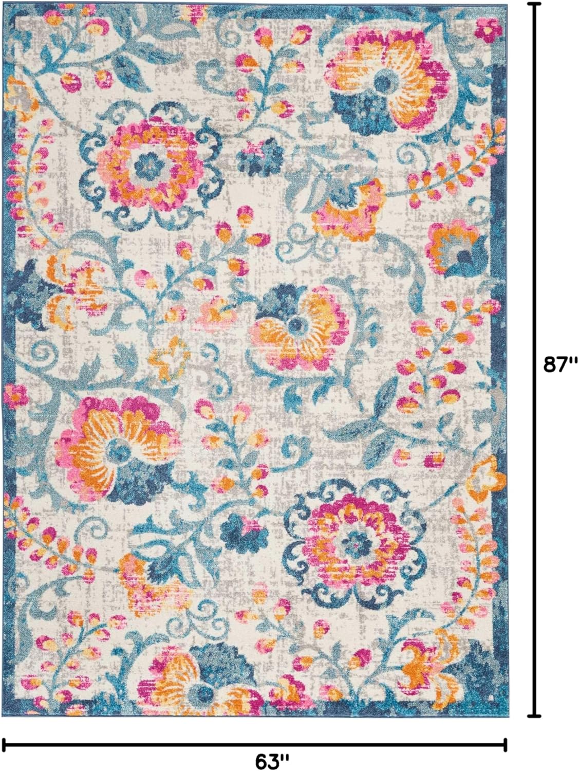 Nourison Home Passion Ivory 5'3" x 7'3" Area Rug - Easy Clean, Non Shedding, Bed Room, Living Room, Dining Room, Kitchen (5' x 7')