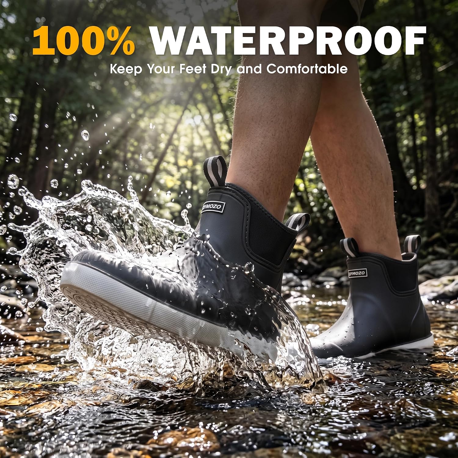 Men's Deck Boots, 2026 Upgraded Waterproof Non-Slip Ankle Rain Boots for Fishing Waterproof Ankle Boots, Garden Boots Shoe Outdoor Rain Shoes Boating Sailing Farming