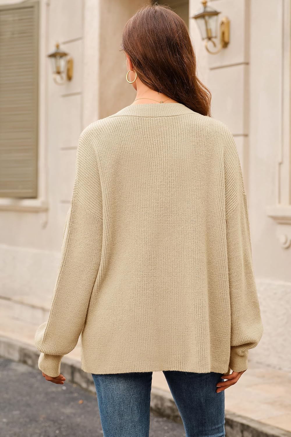 Arach&Cloz Women's Wool Blend Oversized V Neck Casual Sweaters 2025