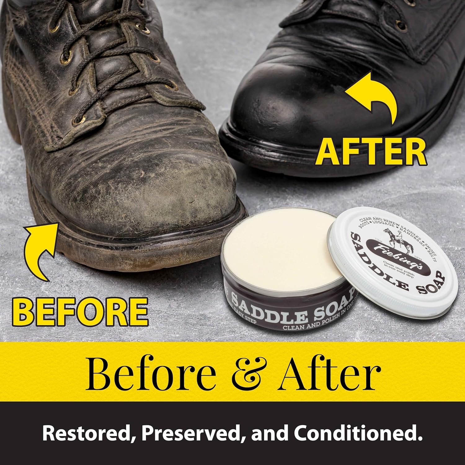 Fiebing's Saddle Soap 12oz - White - Clean, Polish and Maintain Saddles, Shoes, Luggage, Handbags - Thoroughly Cleans & Restores Natural Preservative Leather Oils to Maintain Suppleness & Strength image 4