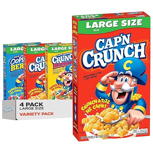 Cap'n Crunch Cereal, 3 Flavor Variety Pack, Large Size Boxes, (4 Pack) - Variety pack - 4 Piece Set
