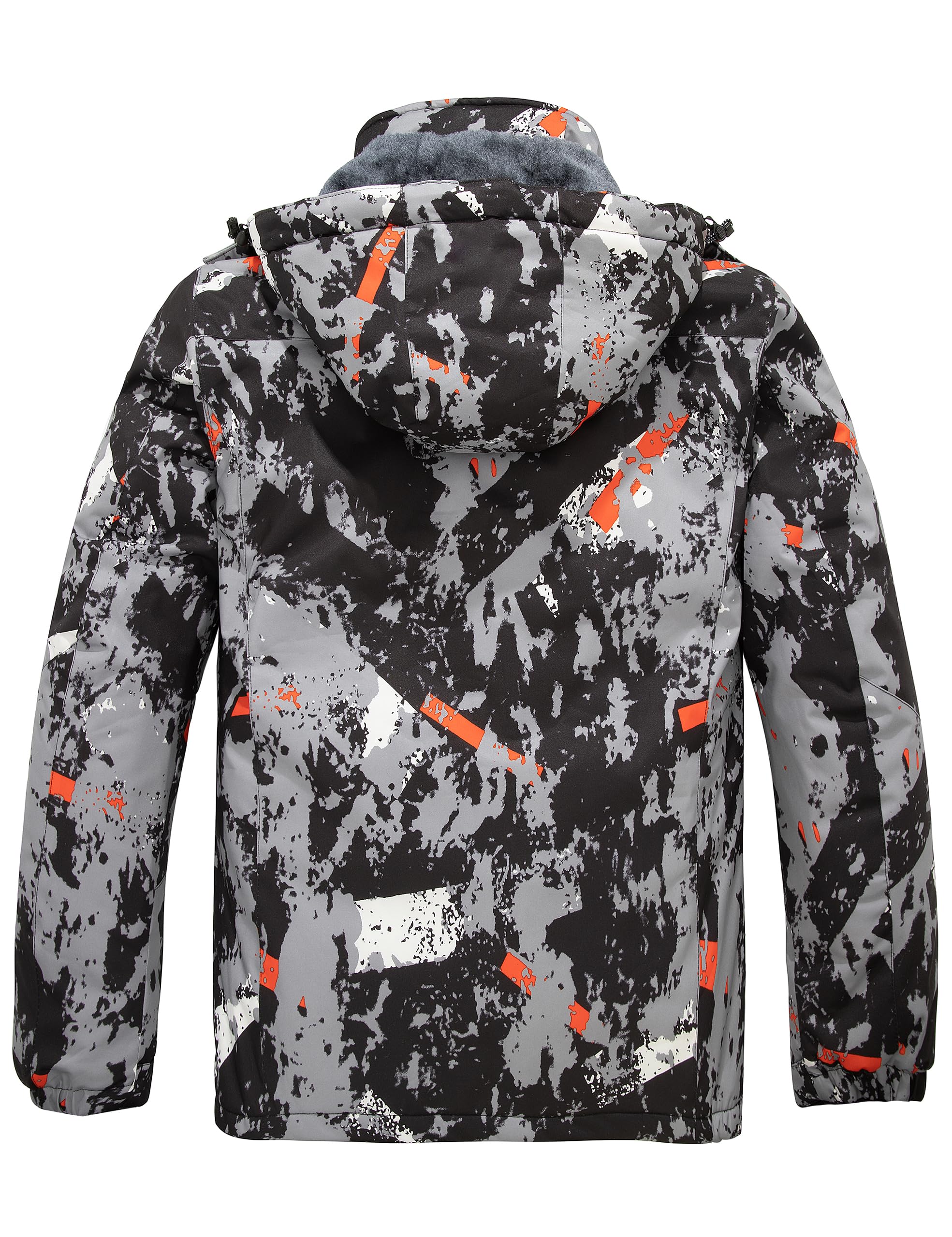 Wantdo Giacca da Sci Montagna Calda Invernale Parka da Neve Imbottita Cappotto da Snowboard in Pile Giubbotto con Cappuccio Impermeabile Uomo