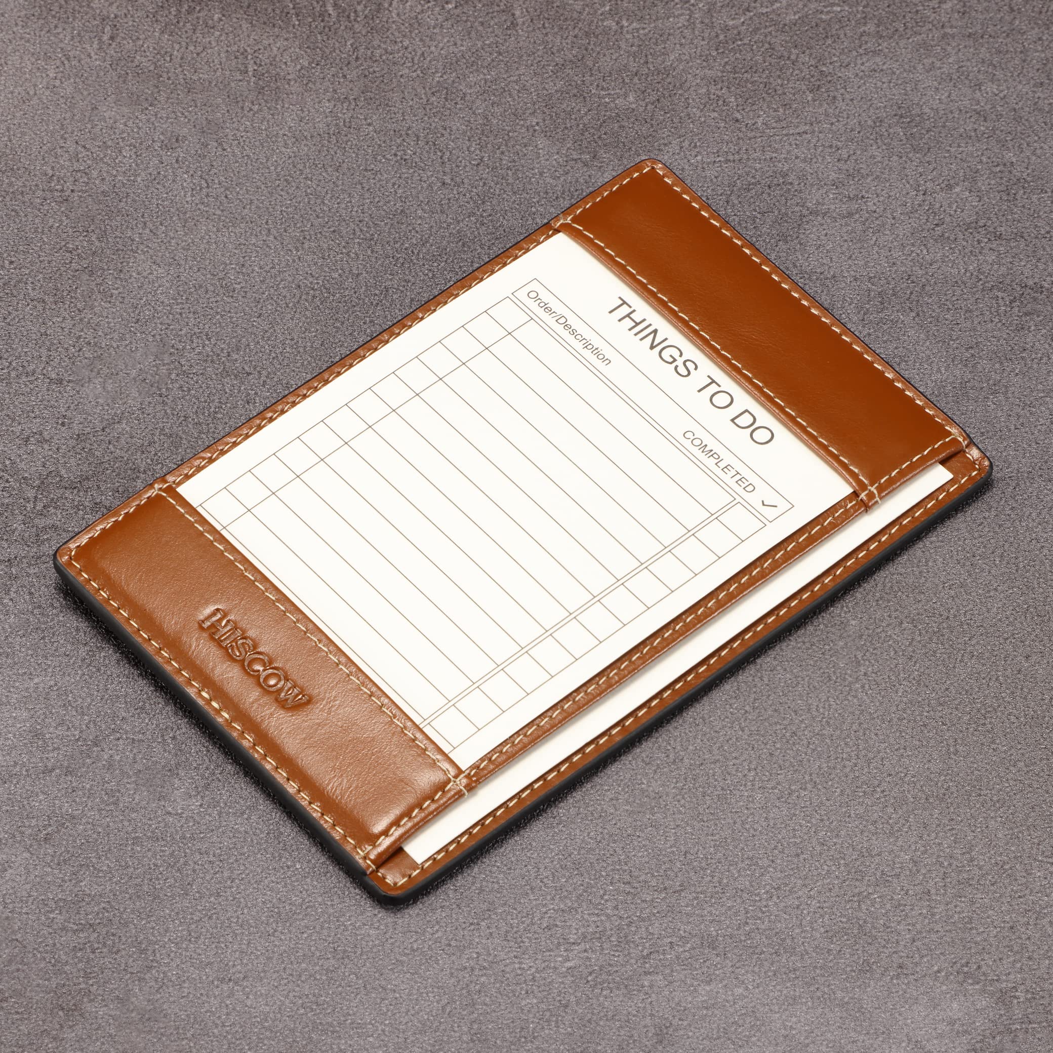 HISCOW Notizblock und Taschen-Notizbuch aus italienischem Leder, 7,6 x 12,7 cm, mit sicherem Stifthalter, nachfüllbarer Notizblock, Organizer für Arbeit und Reisen, Antikbraun