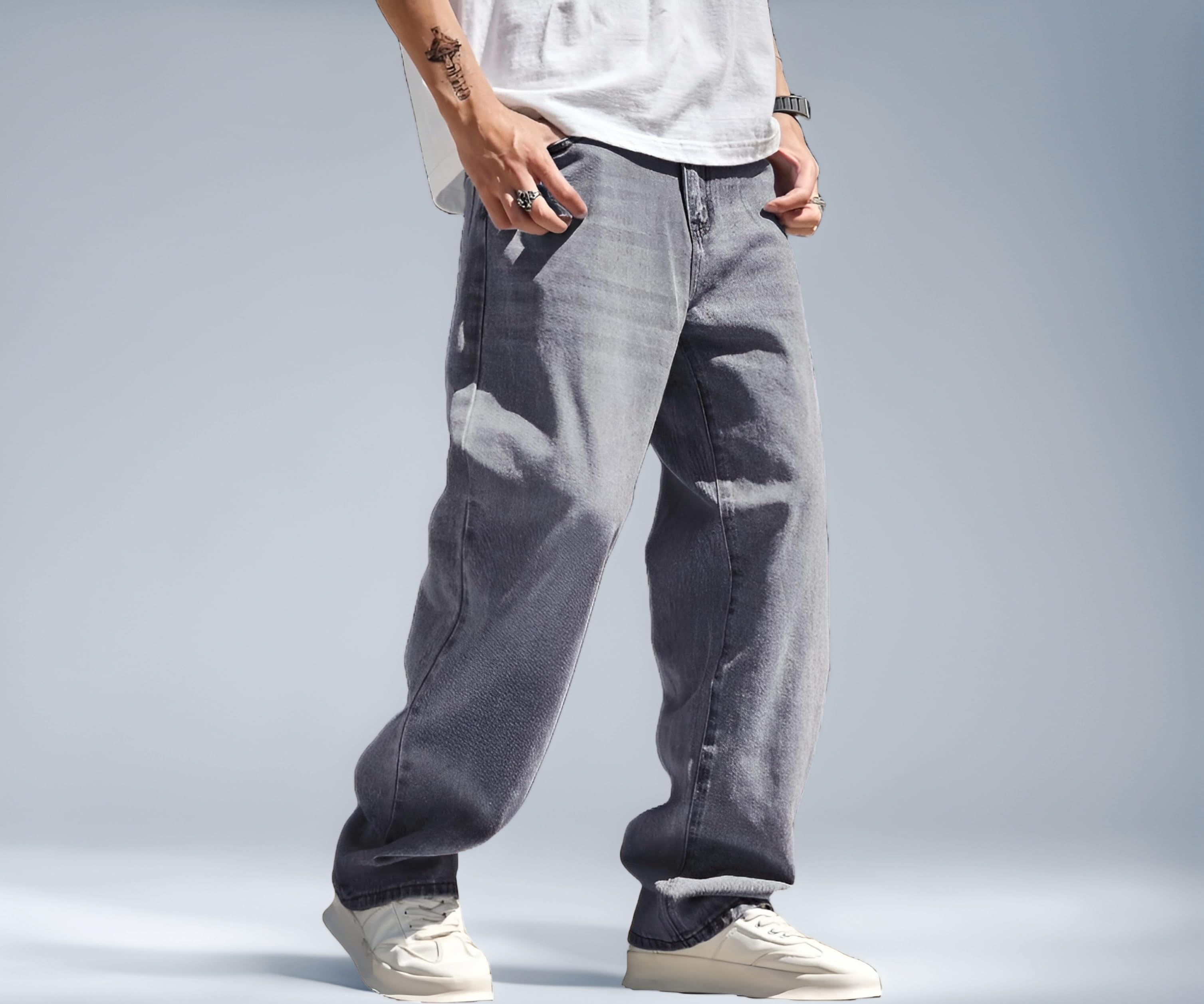 Ben Martin Men Jeans || Baggy Fit Jean's for Man || Loose Fit High Rise Denim || Stretchable Casual Wear Jean,s || Dance Rap Rapping Style Pant for Men || Denim Cotton Jeans (0)