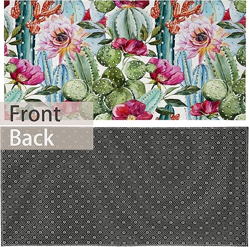 Miniatura 5 de Tapete de puerta con diseño de rosas florales de 17 x 30 pulgadas, tapete decorativo de bienvenida con cactus tropical, tapete decorativo para el