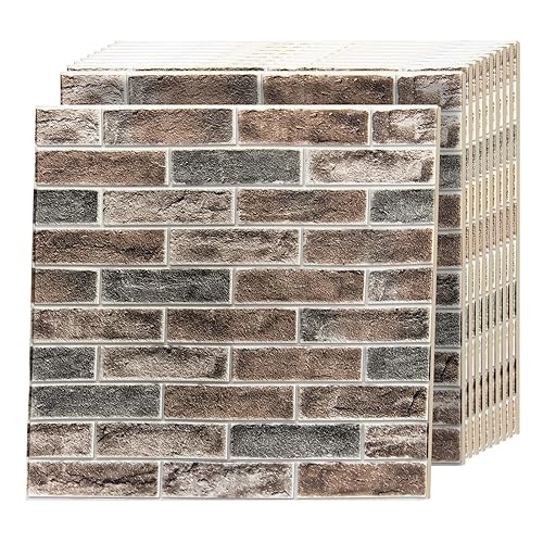 Art3d 52.5 pies cuadrados (paquete de 10) panel de pared de ladrillo, marrón